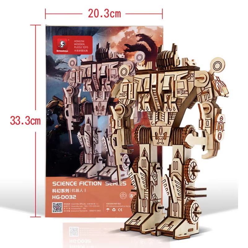 Wooden 3D Robot Puzzle