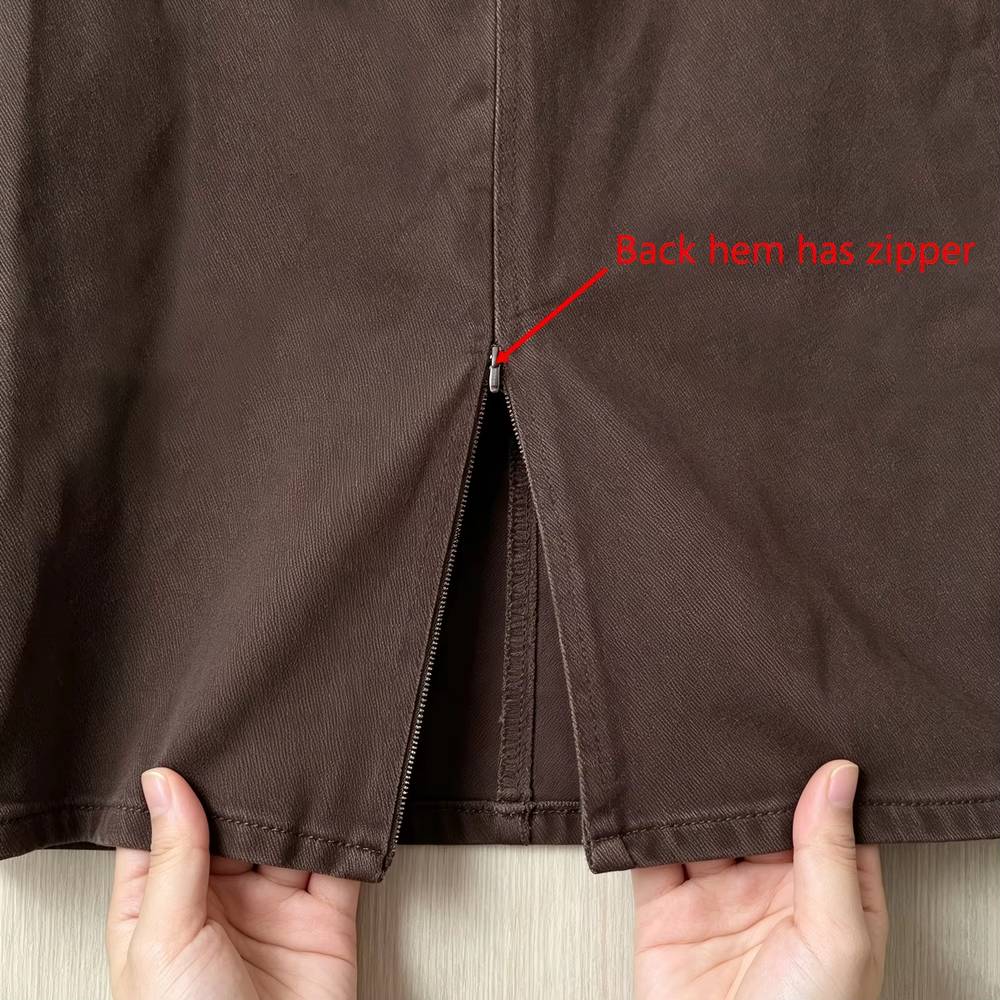 Brown Denim A-Line Skirt