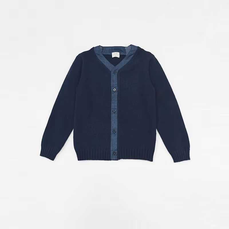Navy Windowpane – Knit Sweater – Ali & Co AW26
