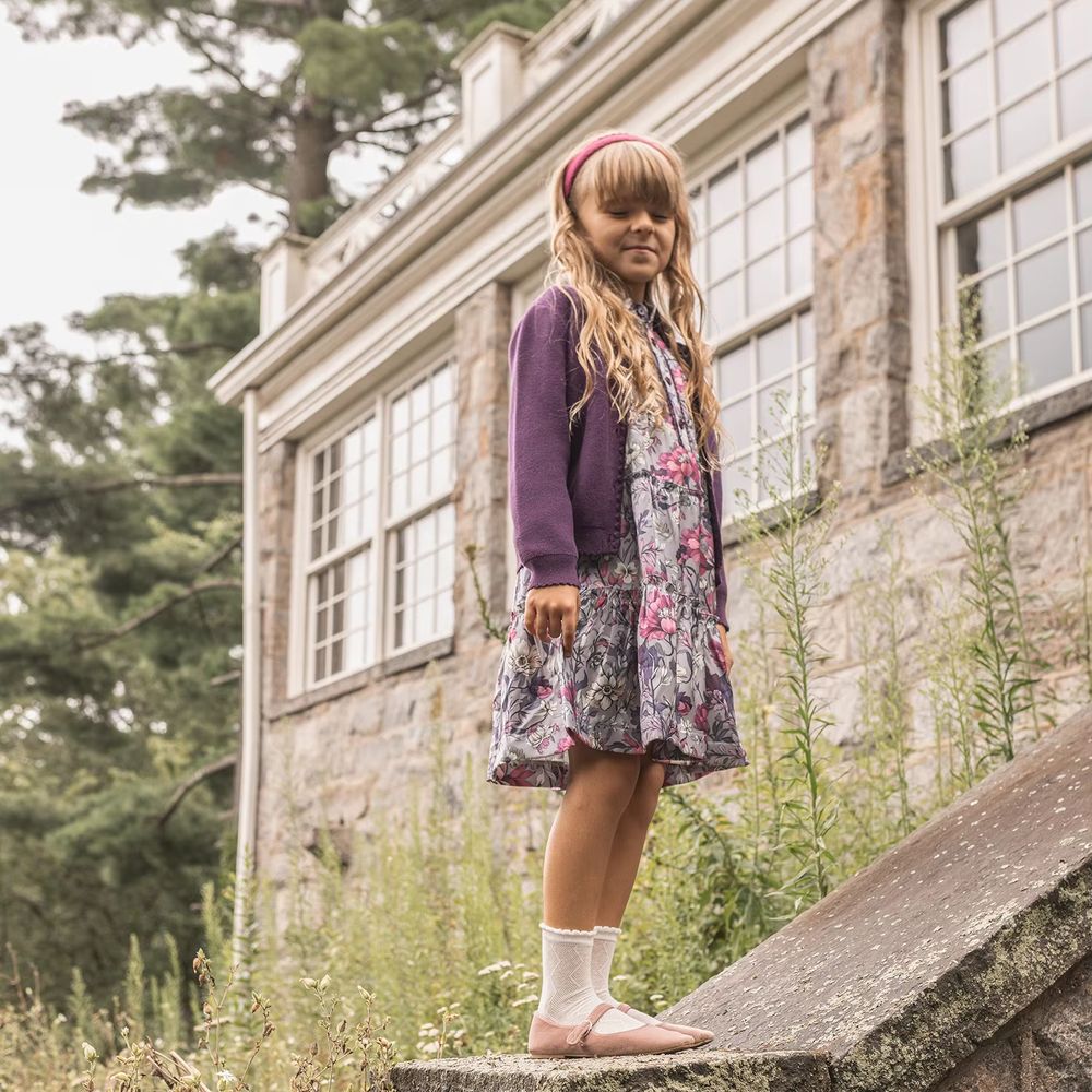 Purple Floral Satin – Dress