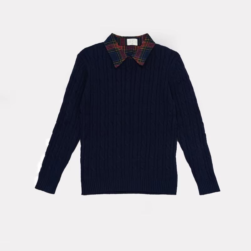 Prep Plaid Boys Knit Top with Plaid Collar – Ali & Co Prep Plaid AW26