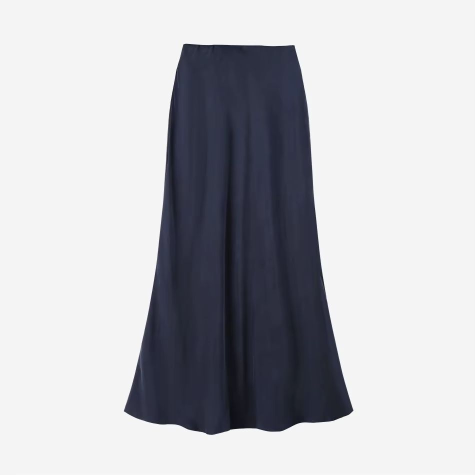 Cupro Skirt Collection – Navy Print Mockneck