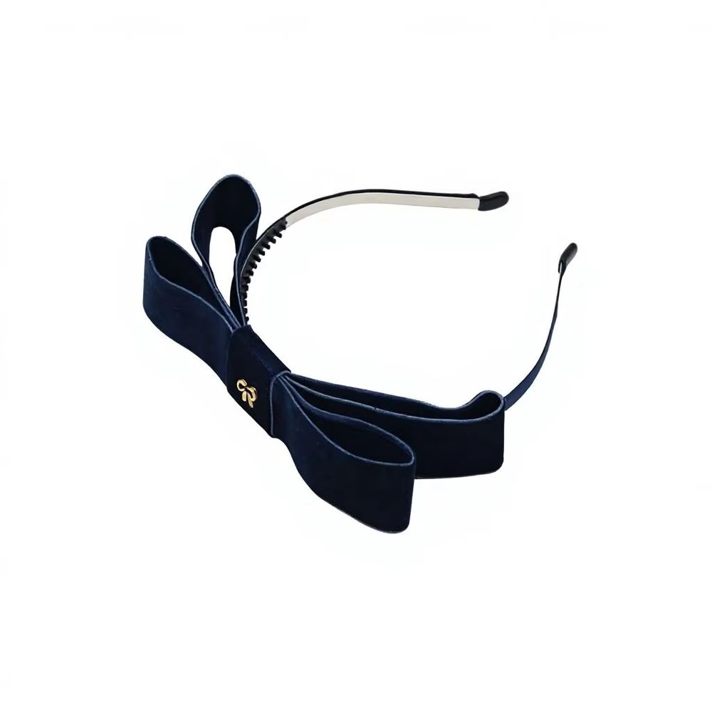 Navy Velvet Bow Headband – Ali Picks AW26