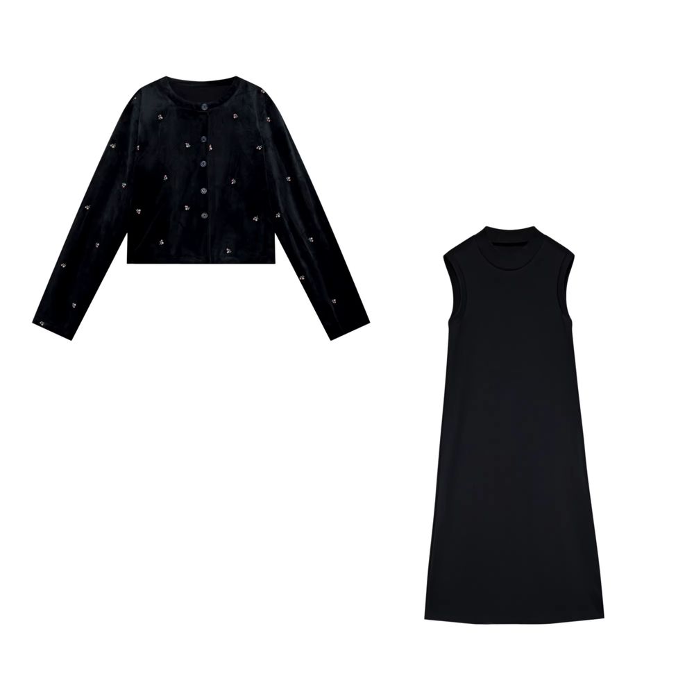 Black Robe Collection Black Cardigan Dress – Ali Plus AW26