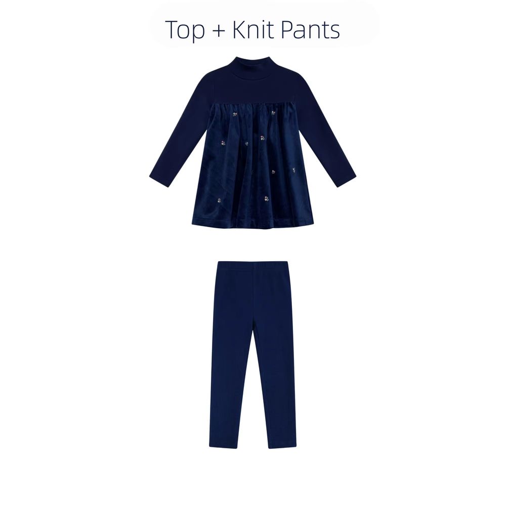 Navy Velour Maxi Collection – Baby Girl Blue Set