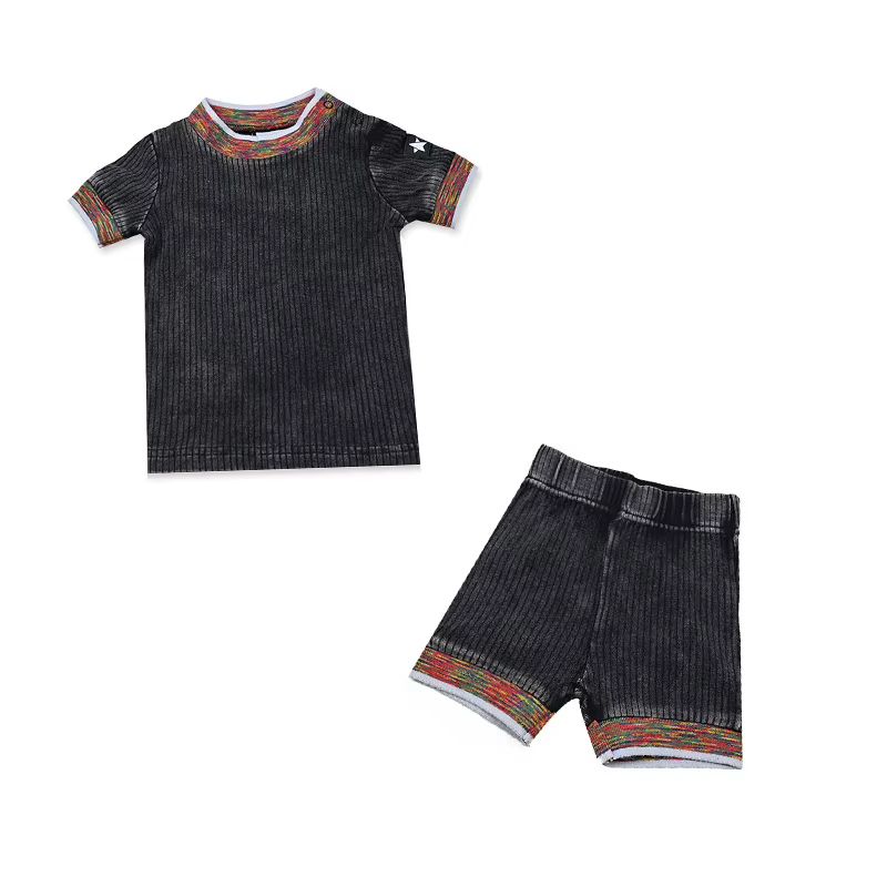 Ribbed Washed Denim Dress – 2pcs Set