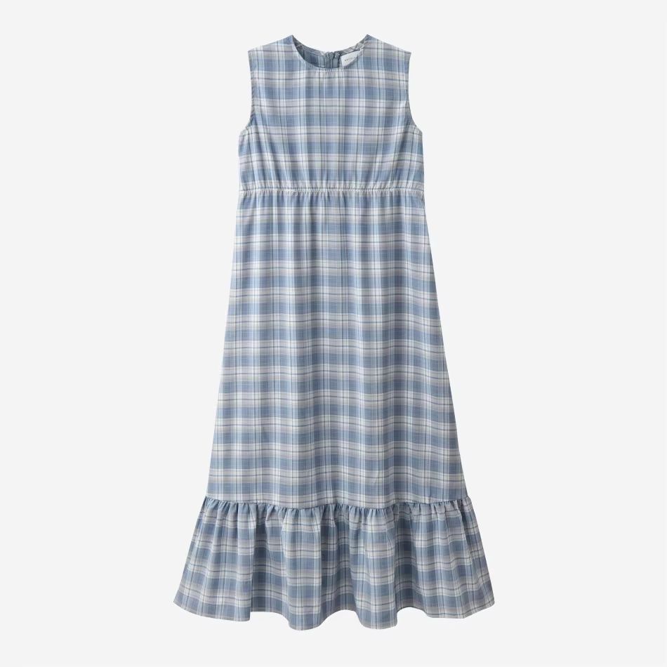 Teen Knitted Blue Cardigan Set – Plaid Dress