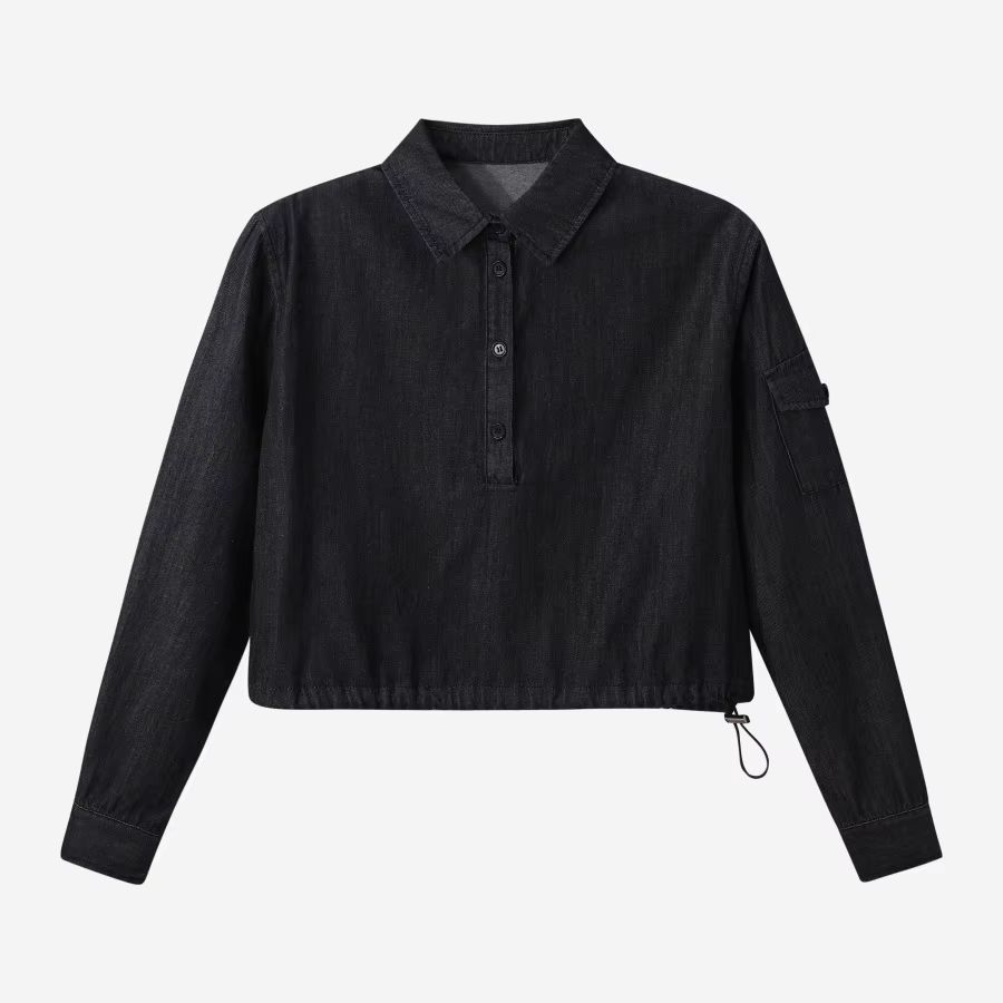 Denim Set & Loose Shirt – Black Shirt