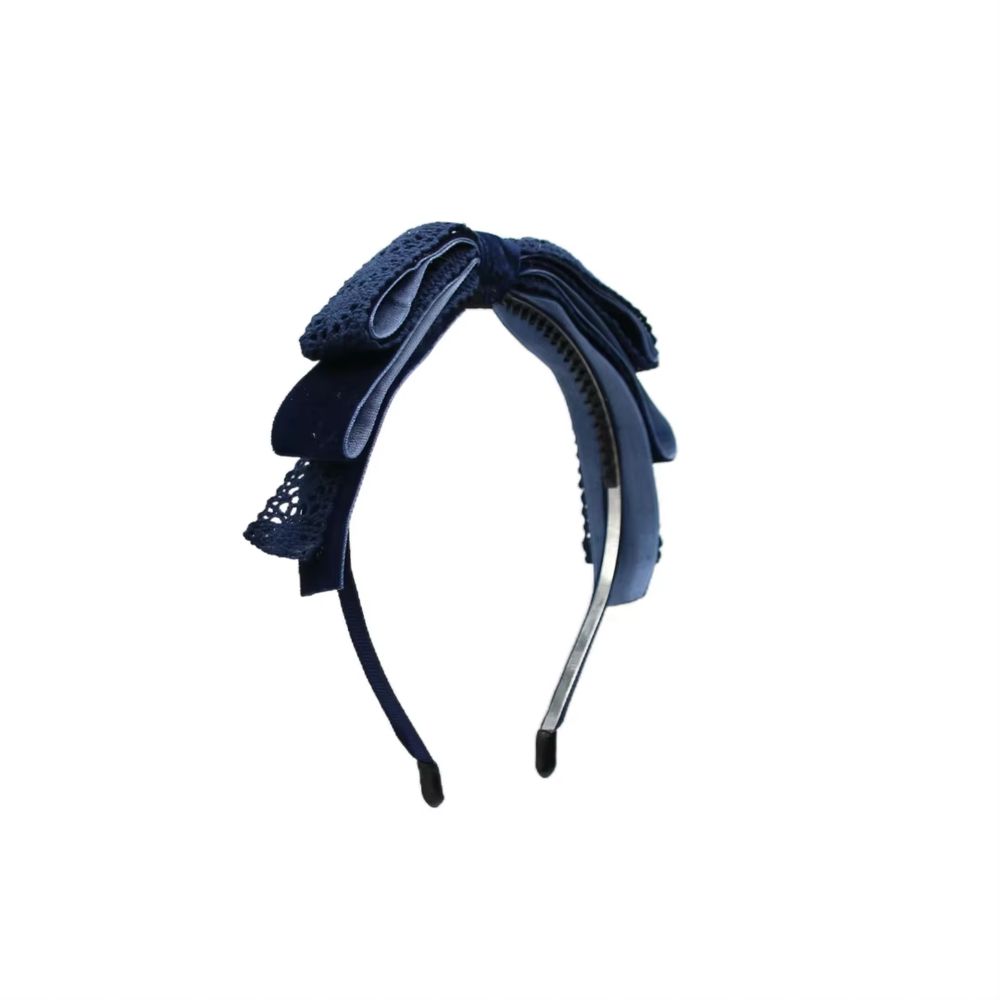 Black Floral Velvet Bow Headband Headband