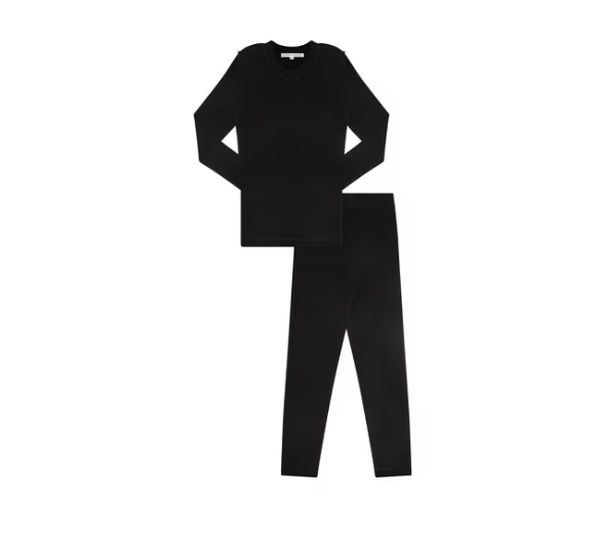 Kids' Black Fitted Top & Trouser Set