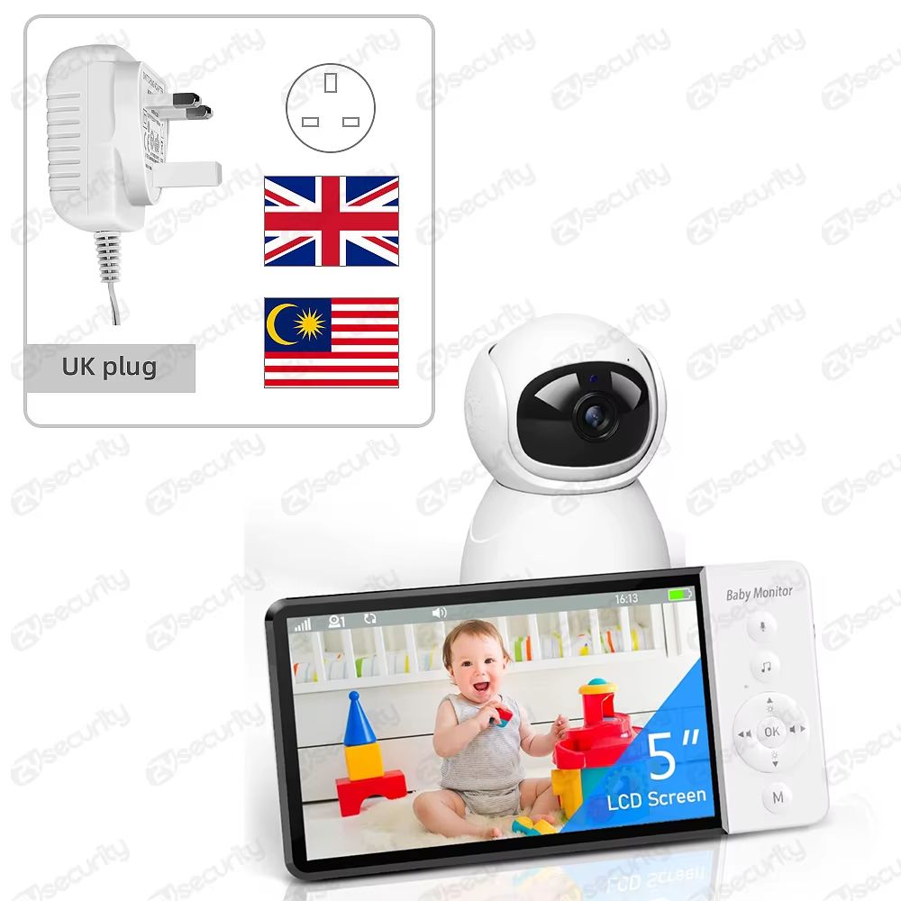 5" PTZ Baby Monitor with Night Vision & Two-Way Audio