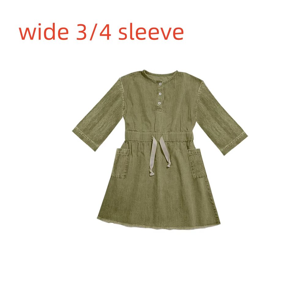 Washed Green Denim Fringe Collection – 3qtr Sleeve Dress