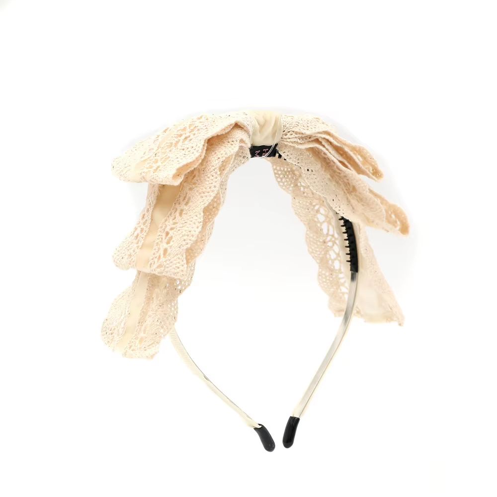 Long-Tail Lace Velvet Bow Headband Headband