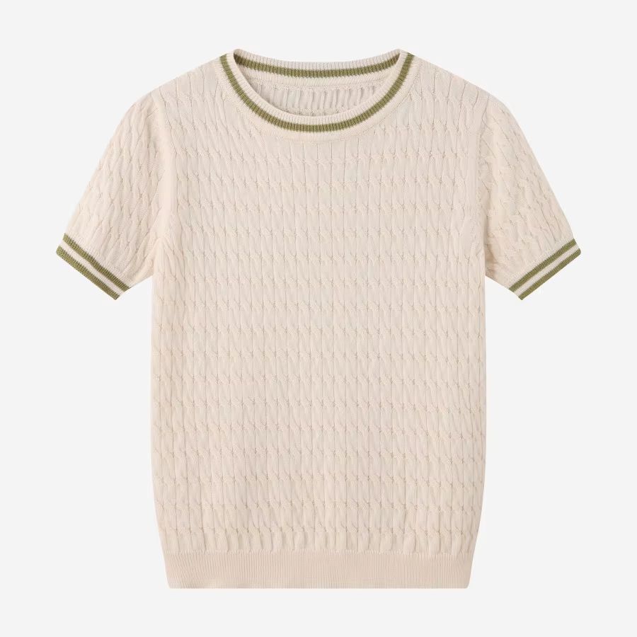 Beige Floral & Cableknit Collection – Cableknit Cream Top