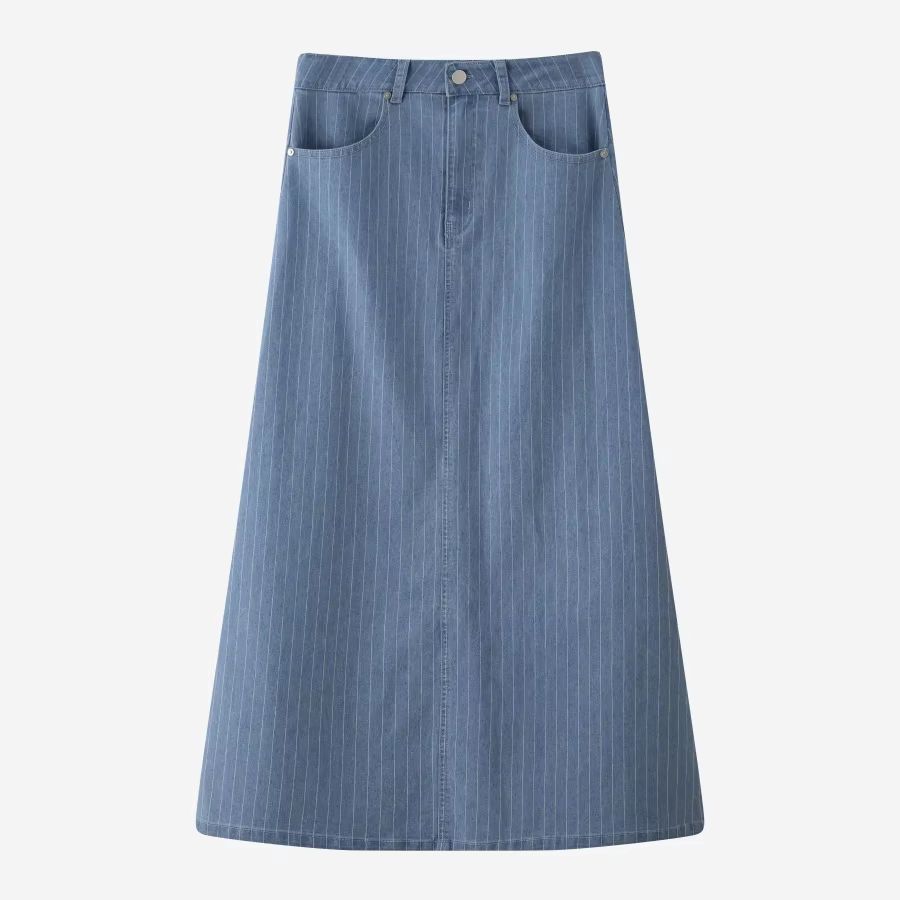 Black Pinstripe Denim Skirt – Blue – Ali Specials AW26