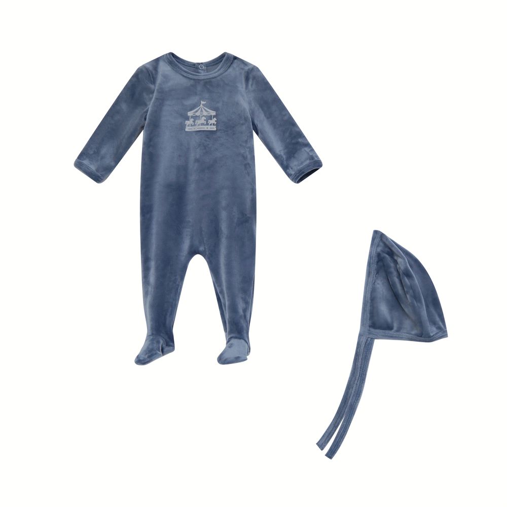 Baby Boutique Velvet – Blue Footie
