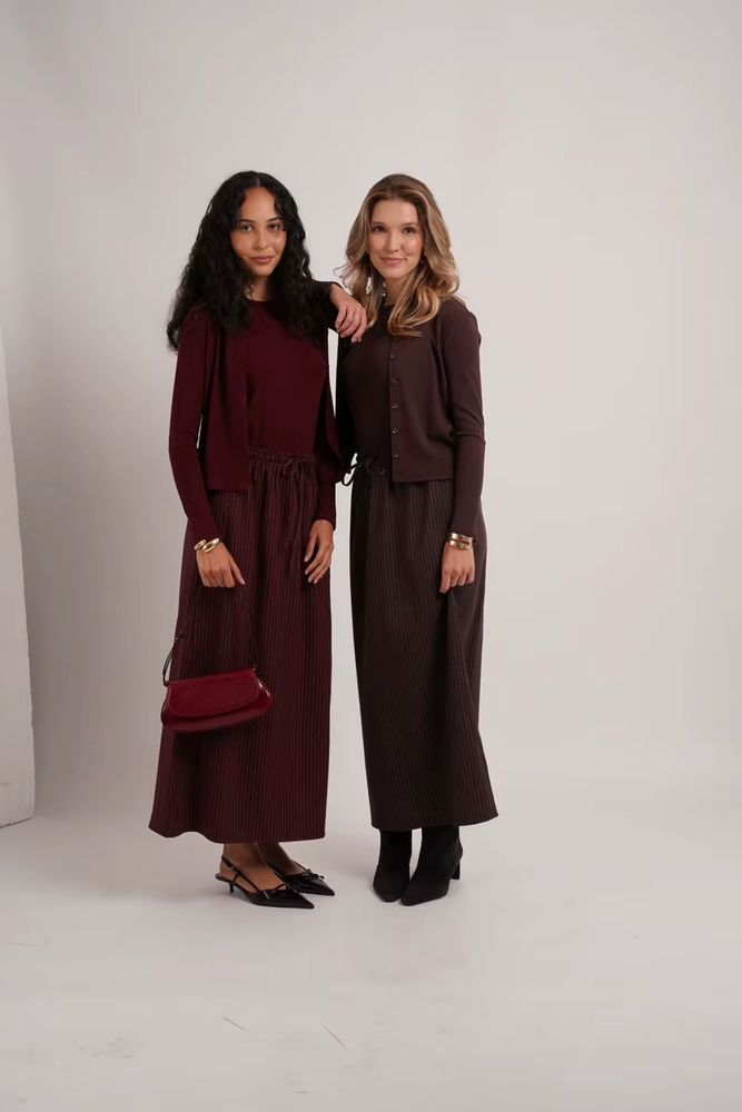 Pinstripe Collection – Brown Cardigan