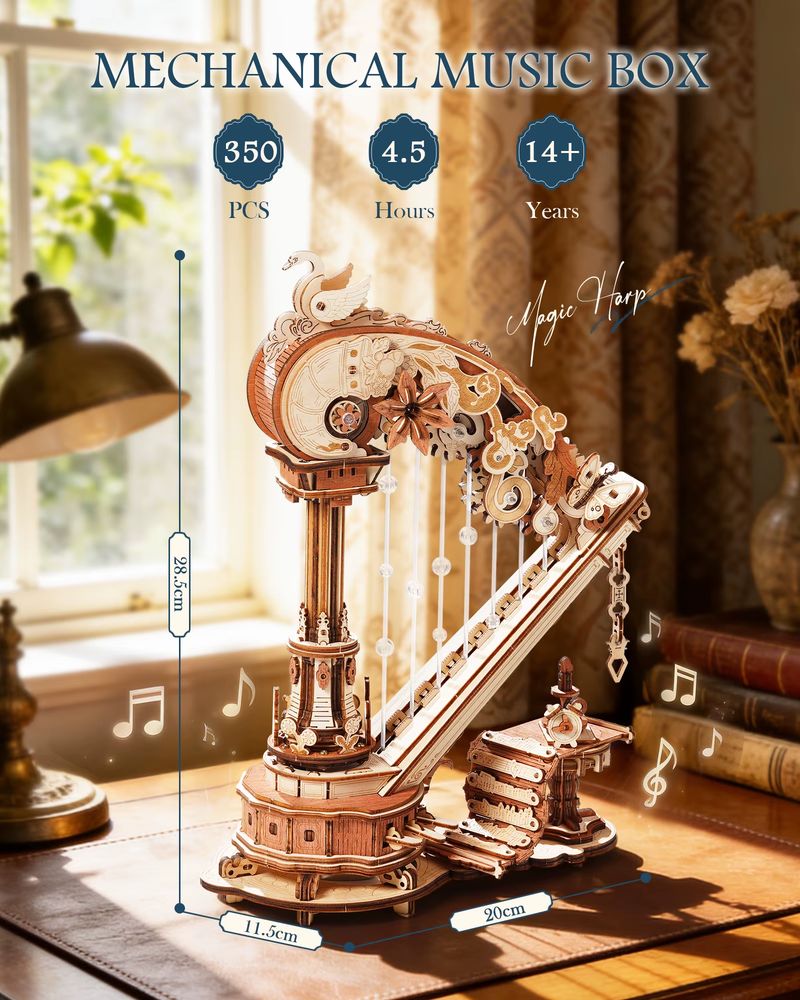 Wooden Harp Music Box Kit
