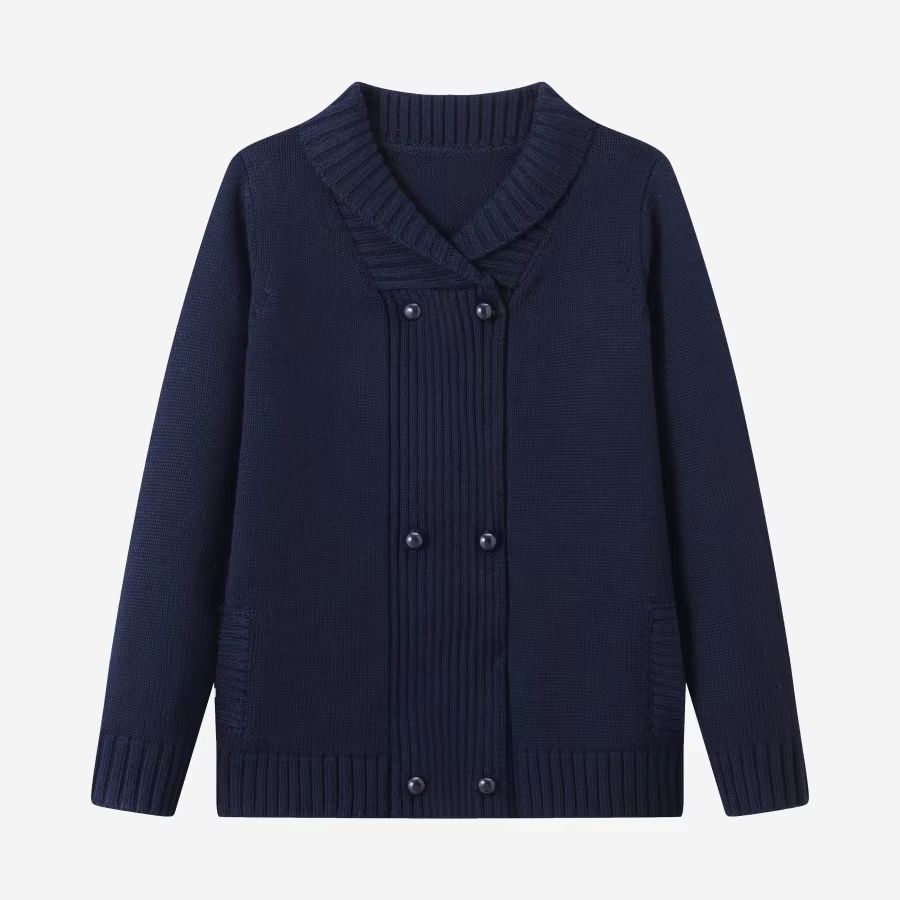 Silk Wool Knitting Collection – Navy Shawl Cardi