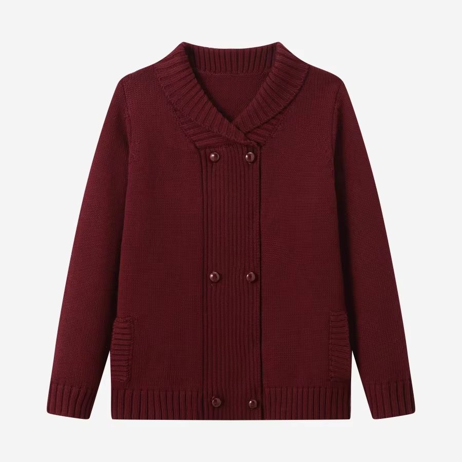Silk Wool Knitting Collection – Burgundy Shawl Cardi