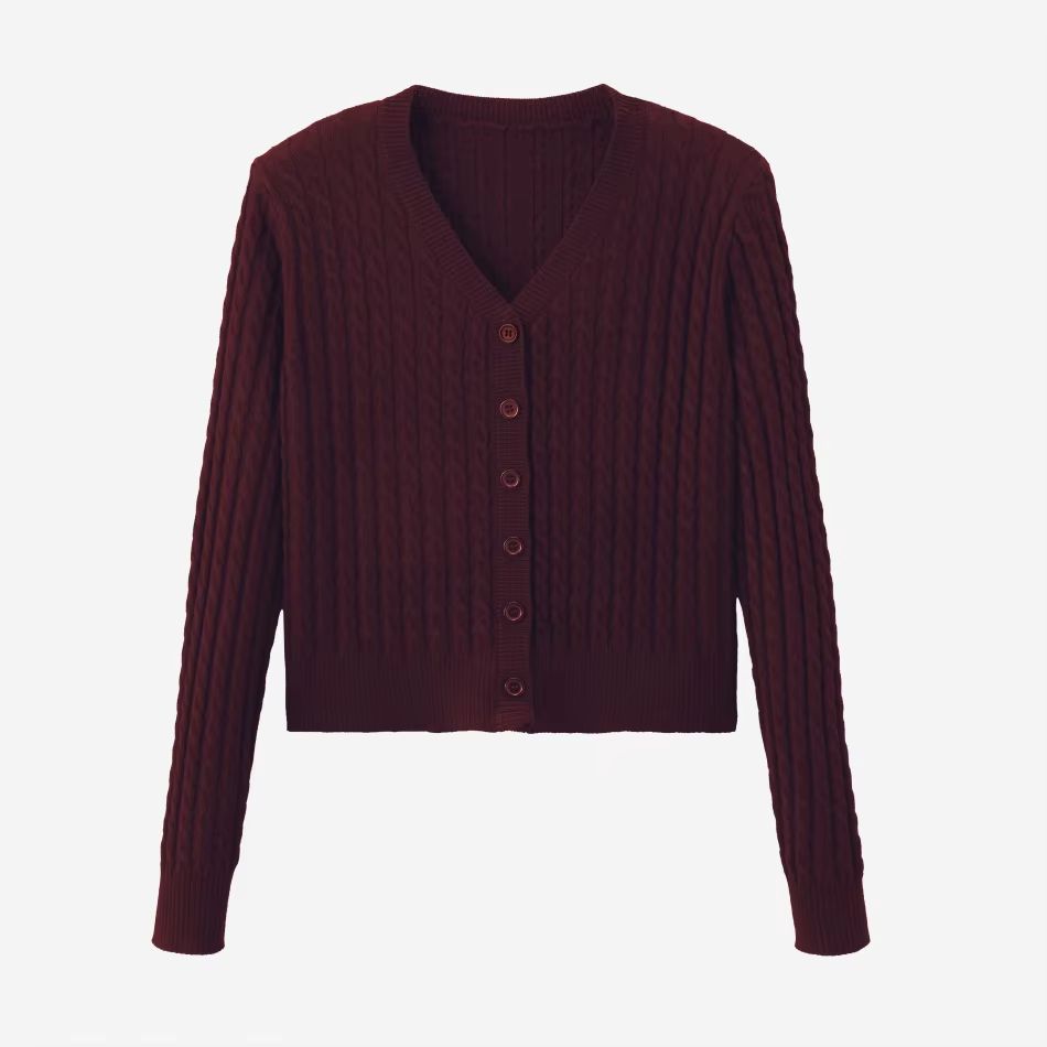 Cableknit & Rib Dress Collection – Burgundy Cardigan – Ali Specials AW26
