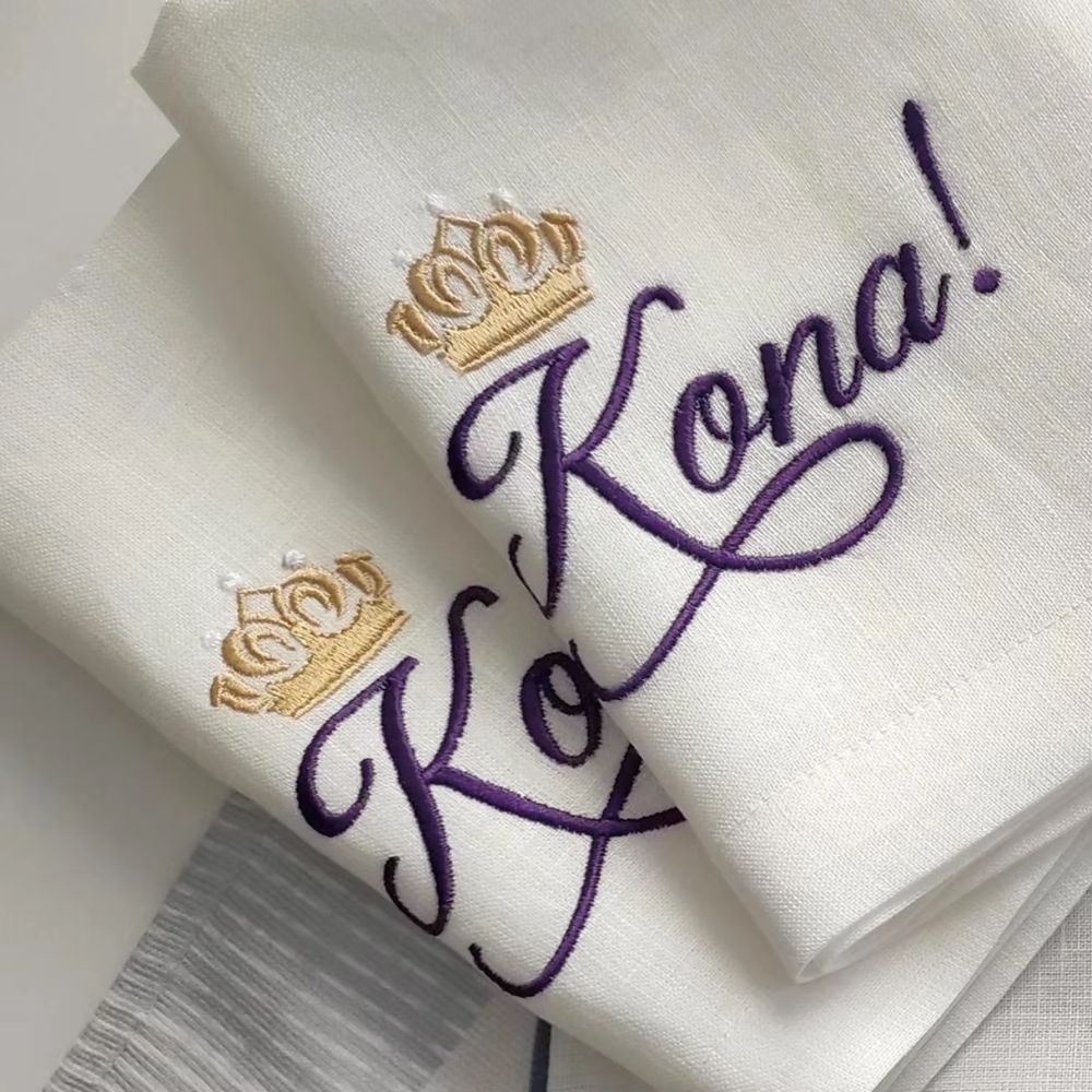 Personalised Embroidered Napkins – Set of 10
