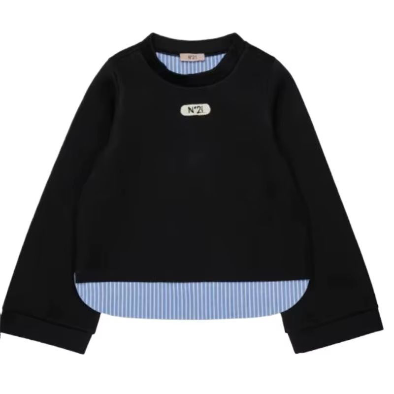 Kids' Black Layered-Hem Sweatshirt