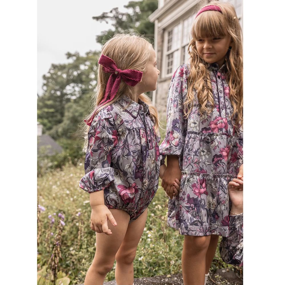Purple Floral Satin – Dress