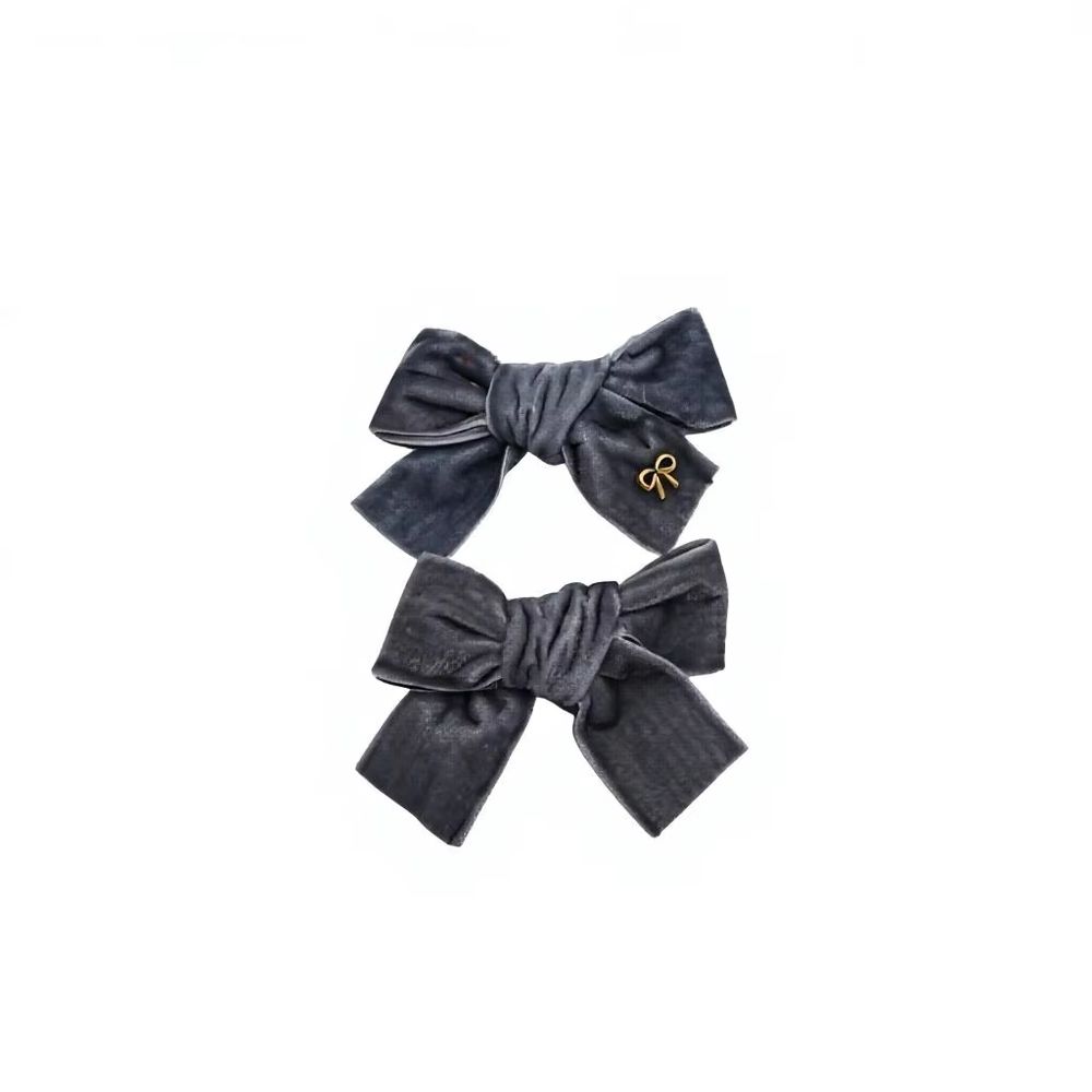 Grey Mini Velvet Bow Clip – Ali Picks AW26