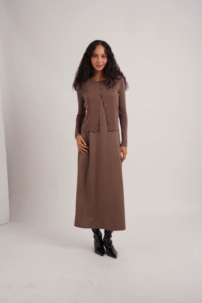 Pinstripe Collection – Burgundy Dress