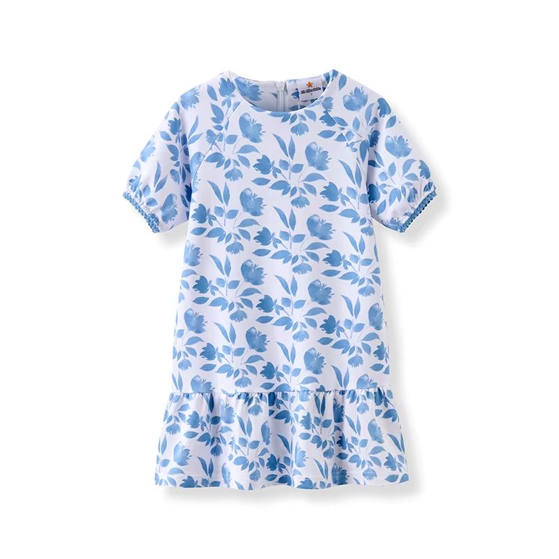 Elegant Blue Shabbos Collection – Short Sleeve Dress