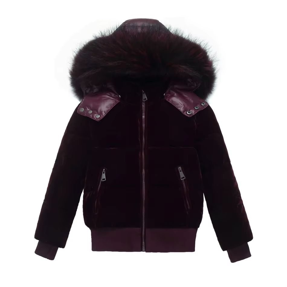 Burgundy Luxury Velvet Down Coat – Ali Picks AW26