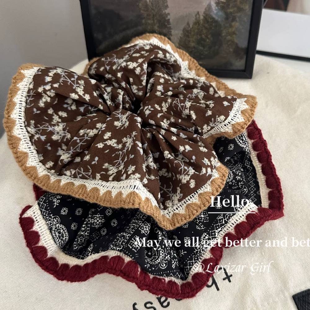 Retro Color-Block Paisley Large Hair Scrunchie