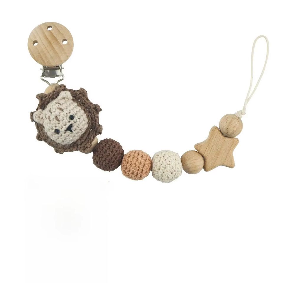 Personalised lion wooden bead dummy chain – Lilvelle Extras