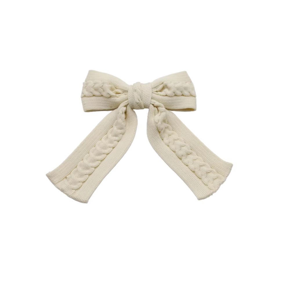 Braided Knit Bow Headband Medium Hair Clip