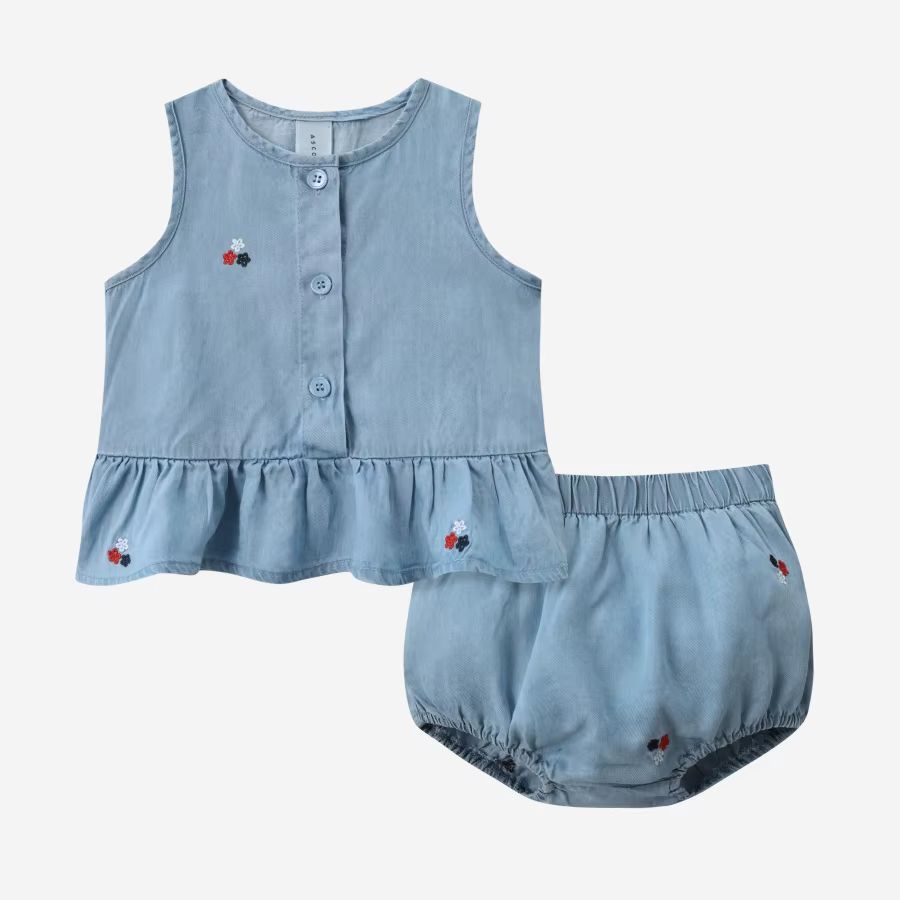 Embroidered Denim Collection – Baby Girl Set
