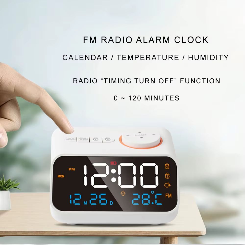 FM Radio Alarm Clock – White
