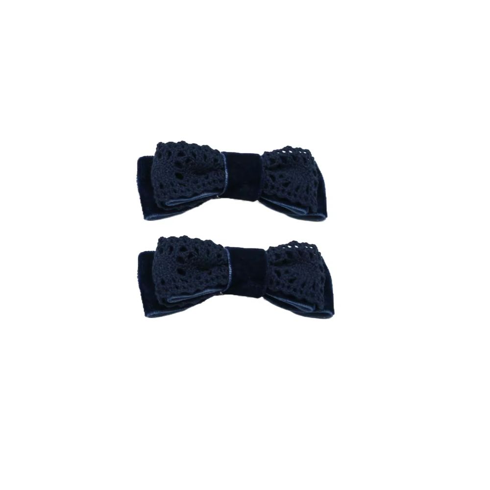Black Floral Velvet Bow Headband Mini Hair Clip