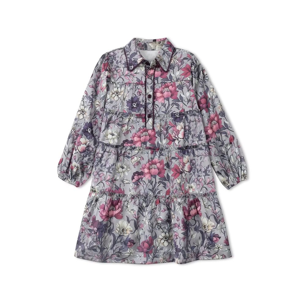 Purple Floral Satin – Dress – Ali Picks AW26
