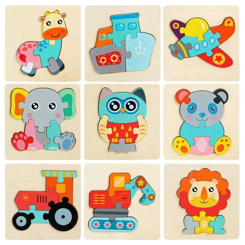 Kids' Wooden Vehicle & Animal Puzzles