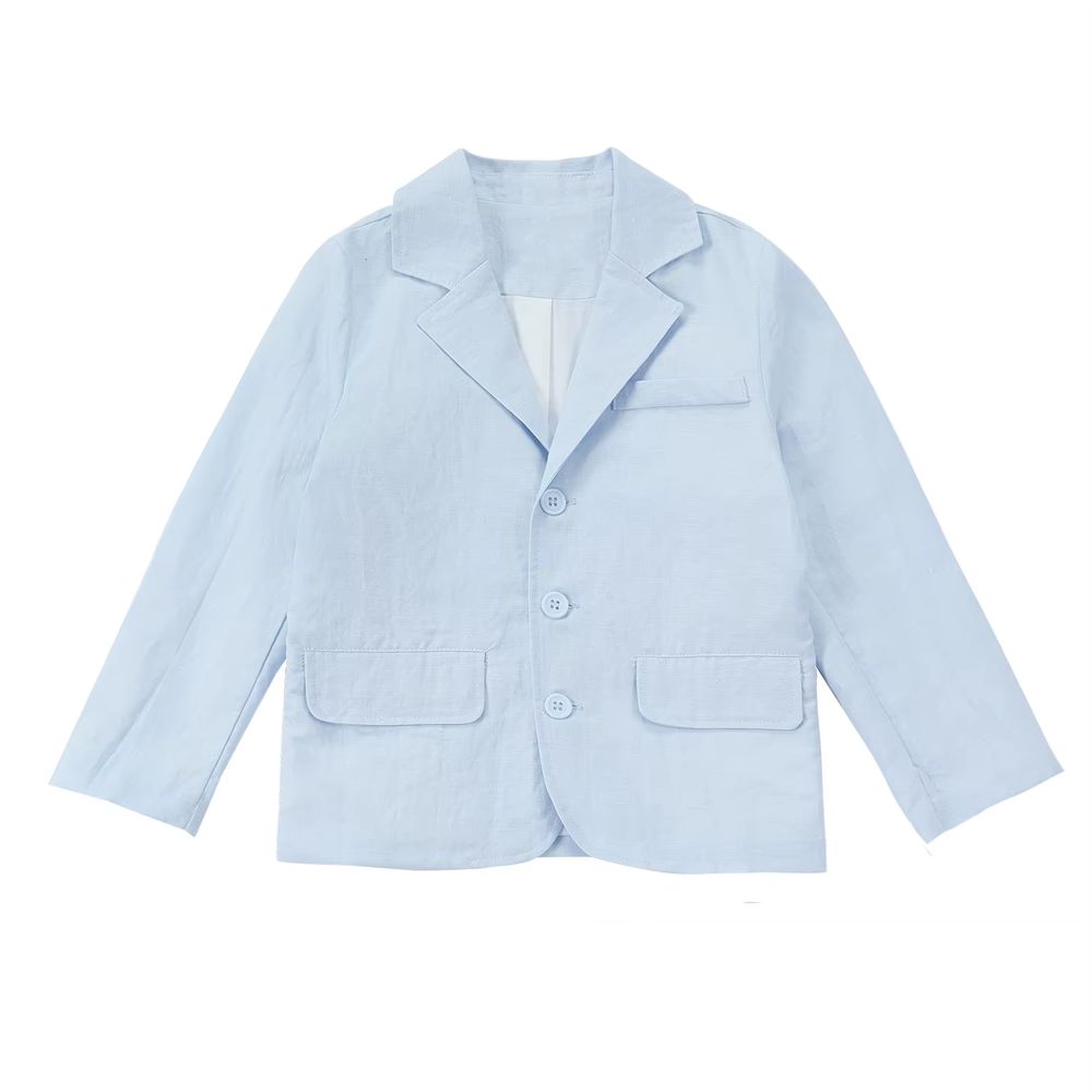 Cobalt Embroidery Collection – Blue Linen Blazer