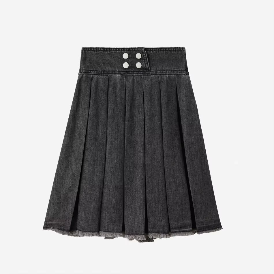 Black Denim Collection – Pleat Skirt