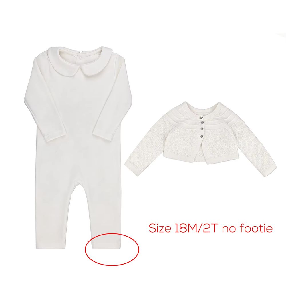 Baby Collection – White Footless Romper & Cardigan Set – Ali Picks AW26