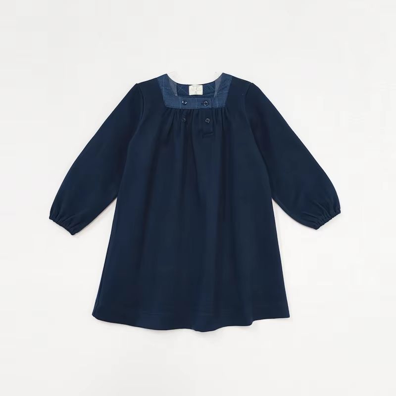 Navy Windowpane β Square Neck Dress β Ali & Co AW26