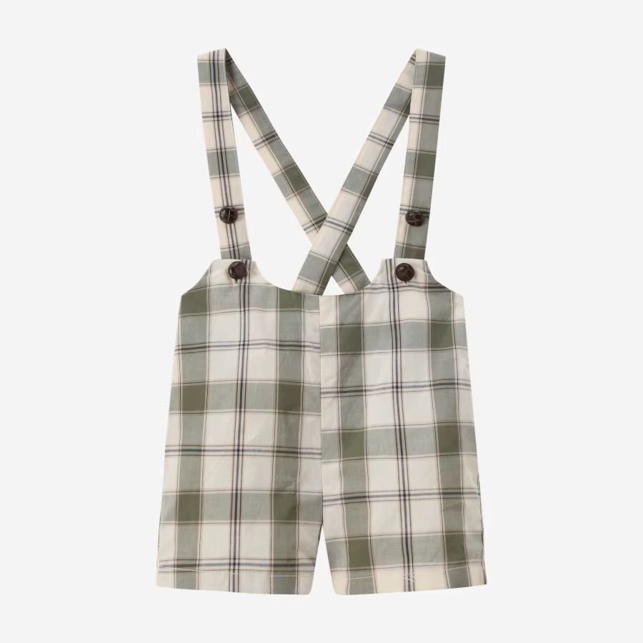 Grid & Pink Floral Collection – Boy Romper