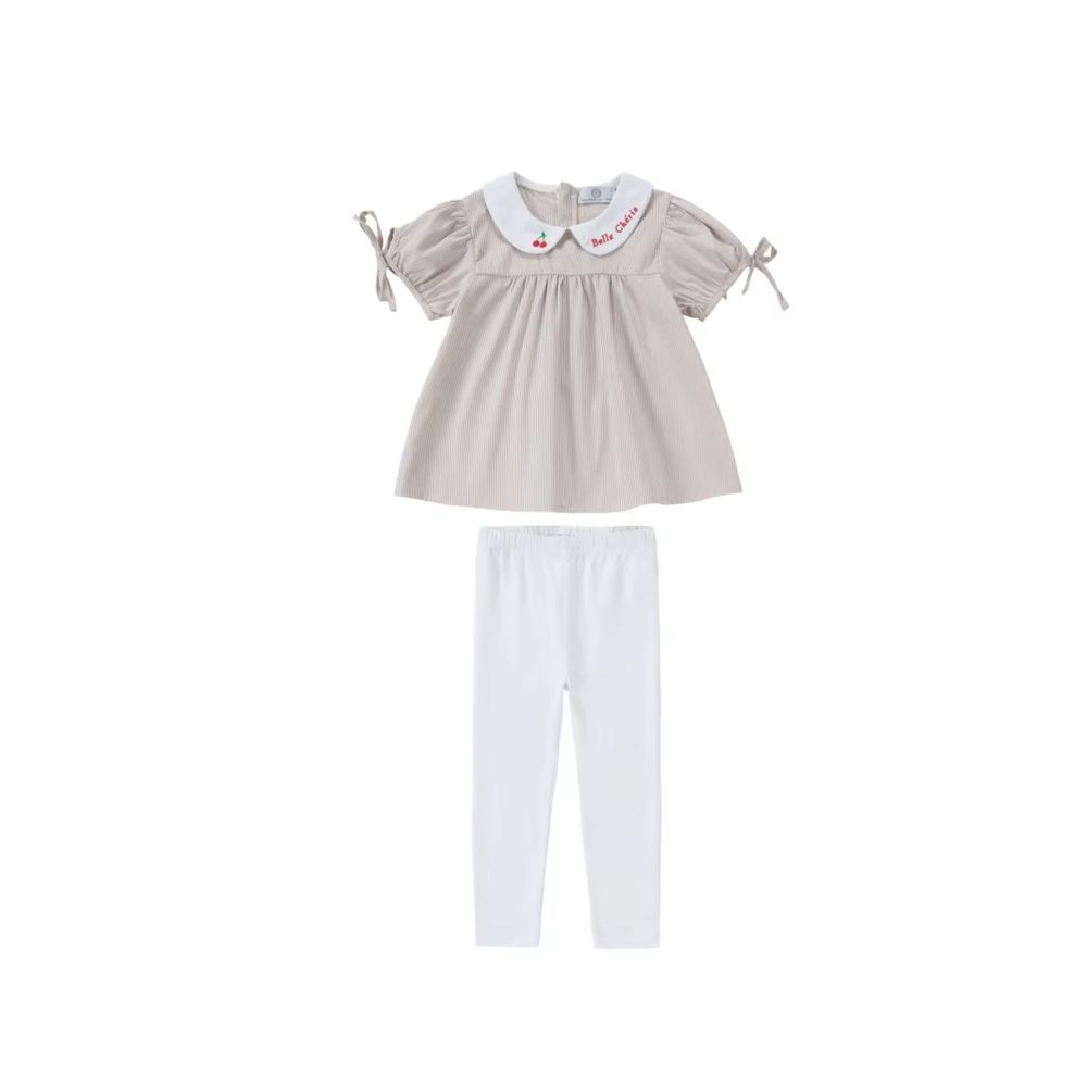 Friday Night Pinstripe Collection – Tan Baby Set