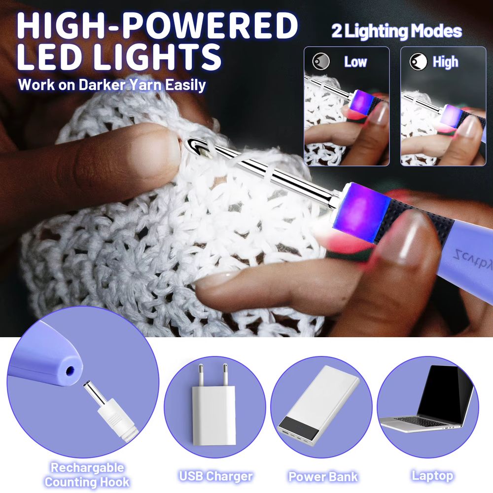 Lighted Crochet Hook Set